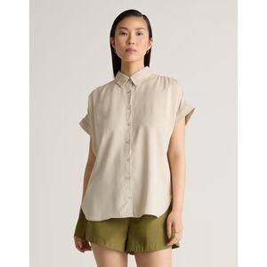 Quince NEW Vintage Wash Tencel Camp Shirt Women's Size S Shale Minimalist